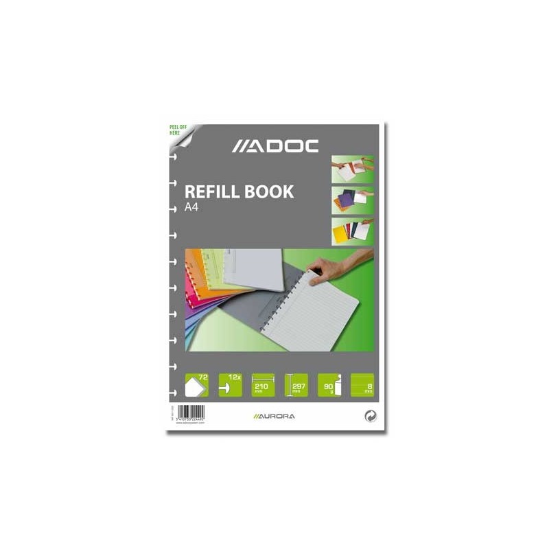 Rezerva caiet A4, 72 file - 90g/mp, AURORA Adoc - dictando