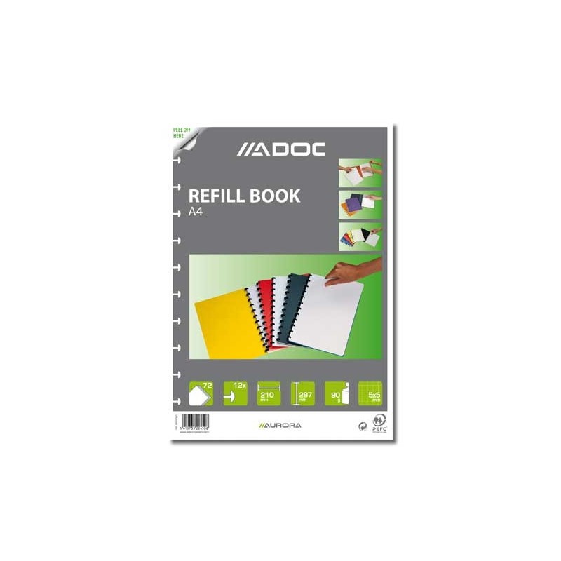 Rezerva caiet A4, 72 file - 90g/mp, AURORA Adoc - matematica