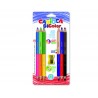 Creioane colorate CARIOCA BiColor Maxi, hexagonale, bicolore, 6 buc/blister, ascutitoare inclusa