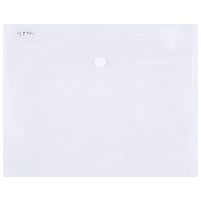 Mapa PP protectie documente A5 landscape, inchidere cu capsa, 10/set, DONAU - transparent
