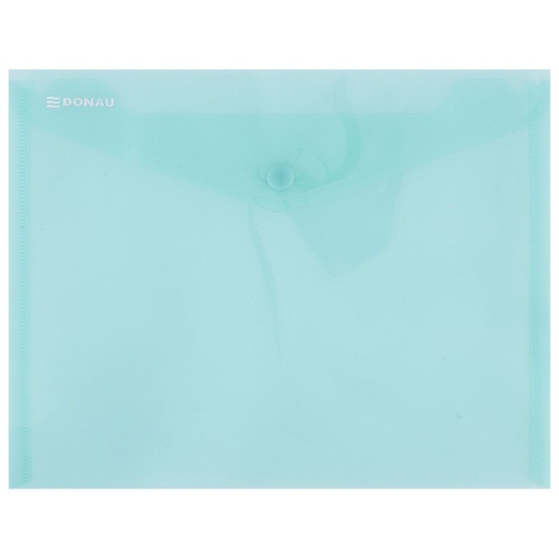 Mapa PP protectie documente A5 landscape, inchidere cu capsa, 10/set, DONAU - verde transparent