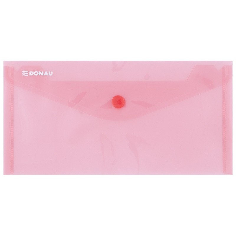 Mapa PP protectie documente DL landscape, inchidere cu capsa, 10/set, DONAU - rosu transparent