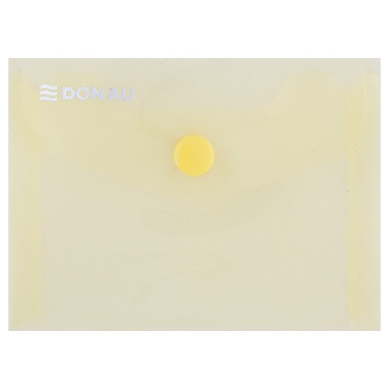 Mapa PP protectie documente A7 landscape, inchidere cu capsa, 10/set, DONAU - galben transparent