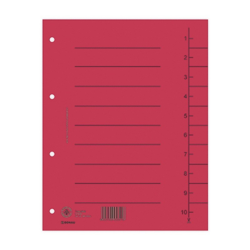 Separatoare carton manila 250g/mp, 300 x 240mm, 100/set, DONAU - rosu