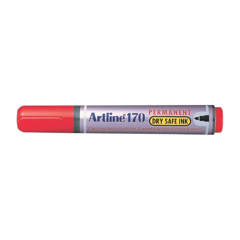 Permanent marker ARTLINE 170 - Dry safe ink, corp plastic, varf rotund 2.0mm - rosu