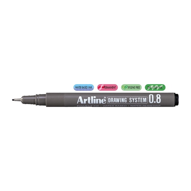 Marker pentru desen tehnic ARTLINE, varf fetru 0.8mm - negru