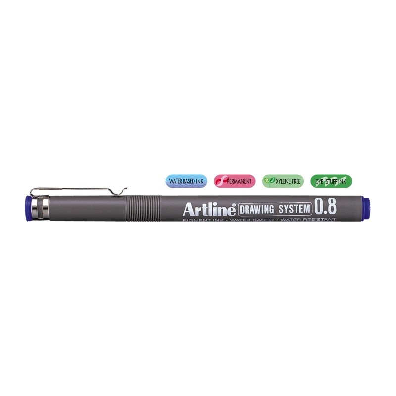 Marker pentru desen tehnic ARTLINE, varf fetru 0.8mm - albastru
