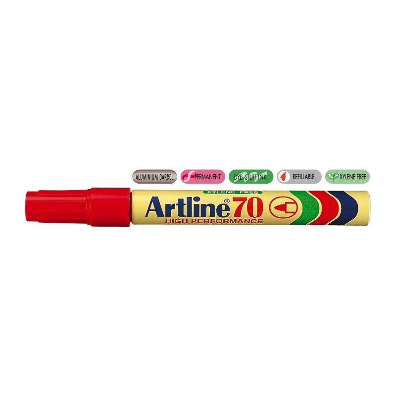 Permanent marker ARTLINE 70, corp metalic, varf rotund 1.5mm - rosu