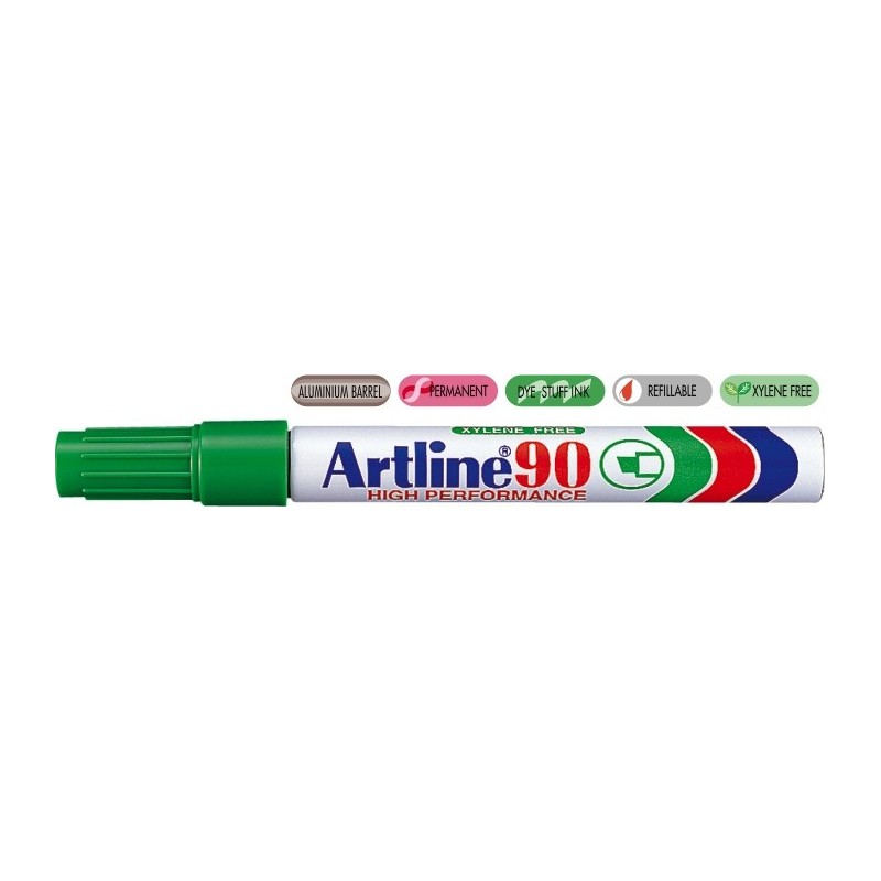 Permanent marker ARTLINE 90, corp metalic, varf tesit 2.0-5.0mm - verde