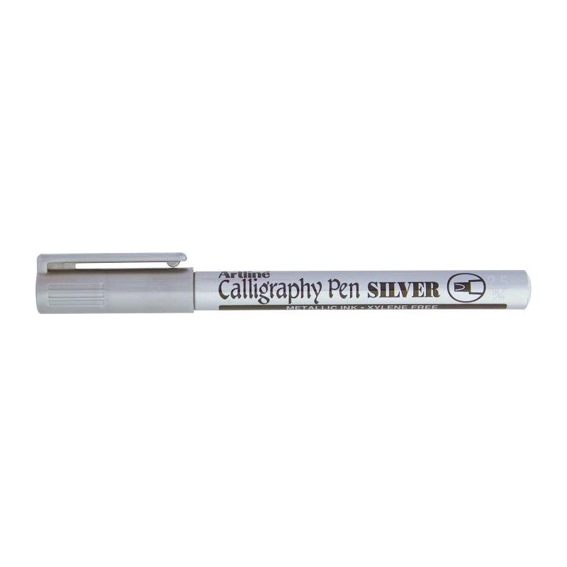 Marker ARTLINE Calligraphy, corp metalic, varf tesit din fetru 2.5mm - argintiu