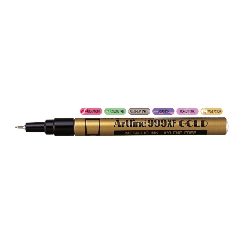 Marker cu vopsea ARTLINE 999XF, corp metalic, varf rotund 0.8mm - auriu