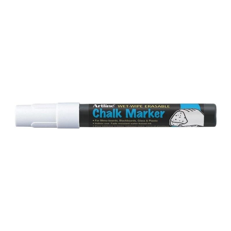 Marker cu creta ARTLINE, pentru table de scris, varf 4.0mm - alb
