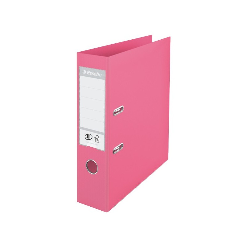 Biblioraft ESSELTE No. 1 Power, A4, plastifiat PP/PP, margine metalica, 75 mm - roz