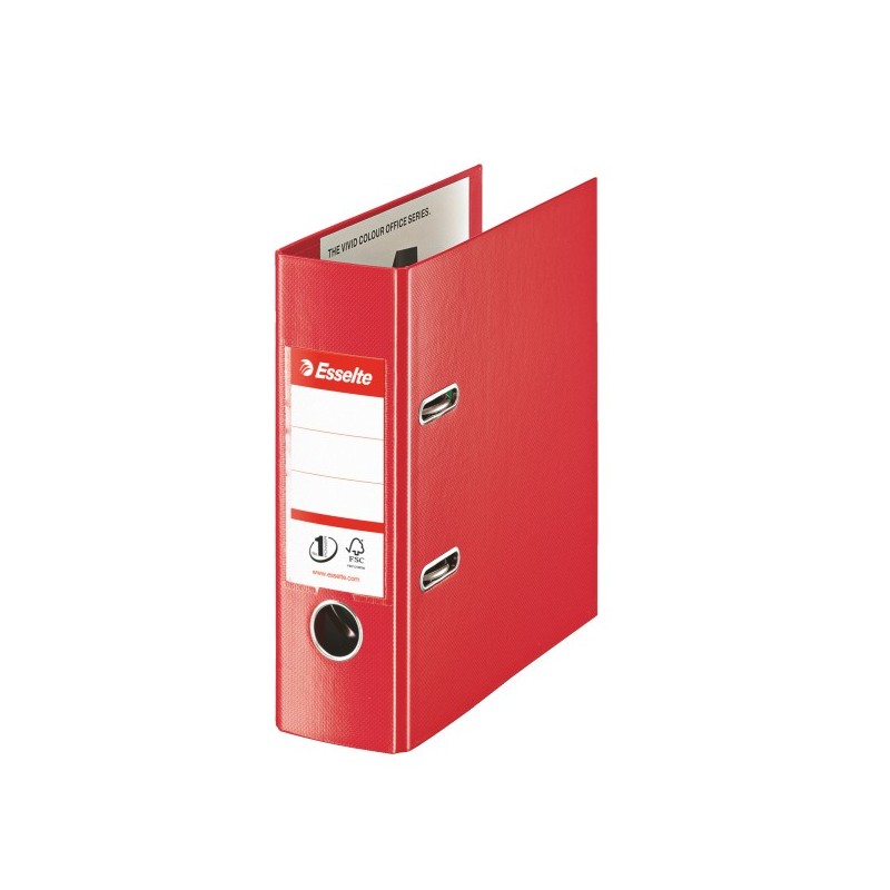 Biblioraft ESSELTE No. 1 Power, A5, plastifiat PP/PP, margine metalica, 75 mm - Vivida rosu