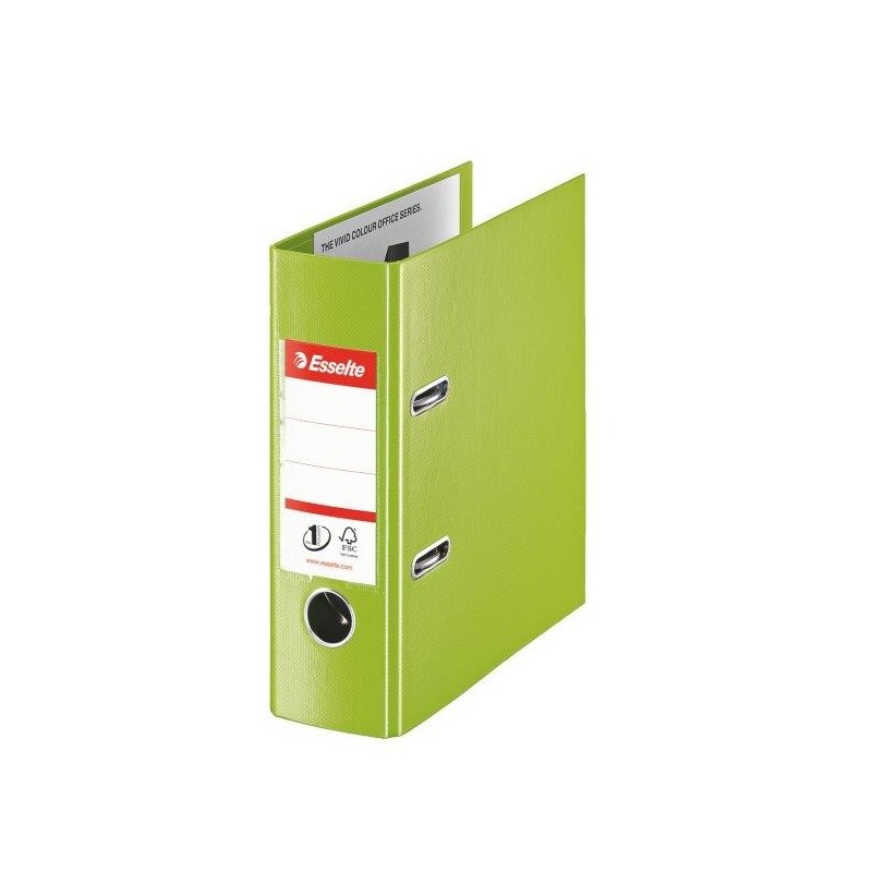 Biblioraft ESSELTE No. 1 Power, A5, plastifiat PP/PP, margine metalica, 75 mm - Vivida verde