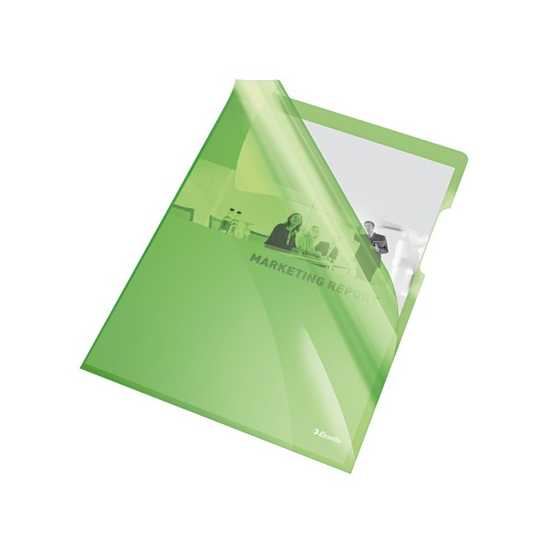 Mapa de protectie ESSELTE, A4, cristal, 150 microni, 25 buc/set - verde