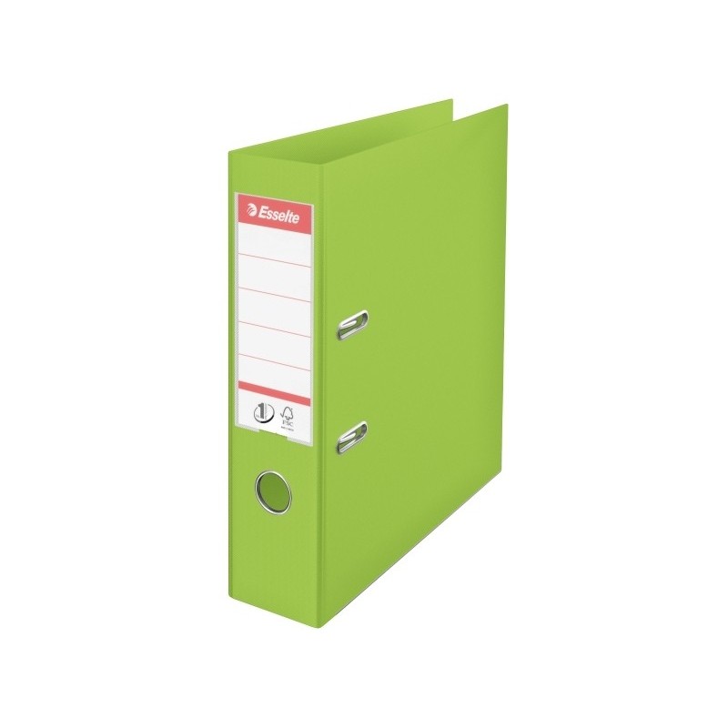 Biblioraft ESSELTE No. 1 Power, A4, plastifiat PP/PP, margine metalica, 75 mm - Vivida verde