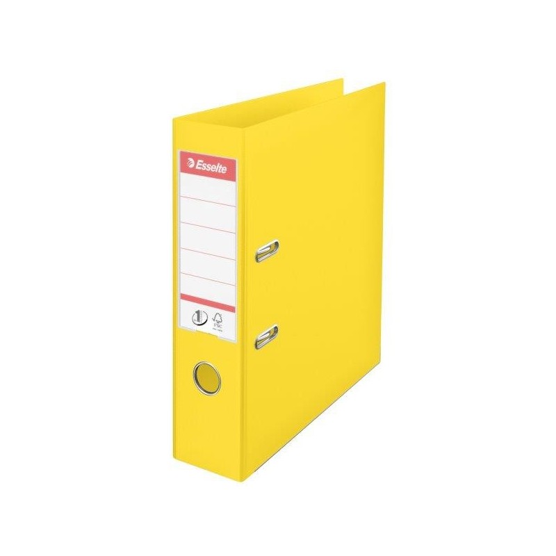 Biblioraft ESSELTE No. 1 Power, A4, plastifiat PP/PP, margine metalica, 75 mm - Vivida galben