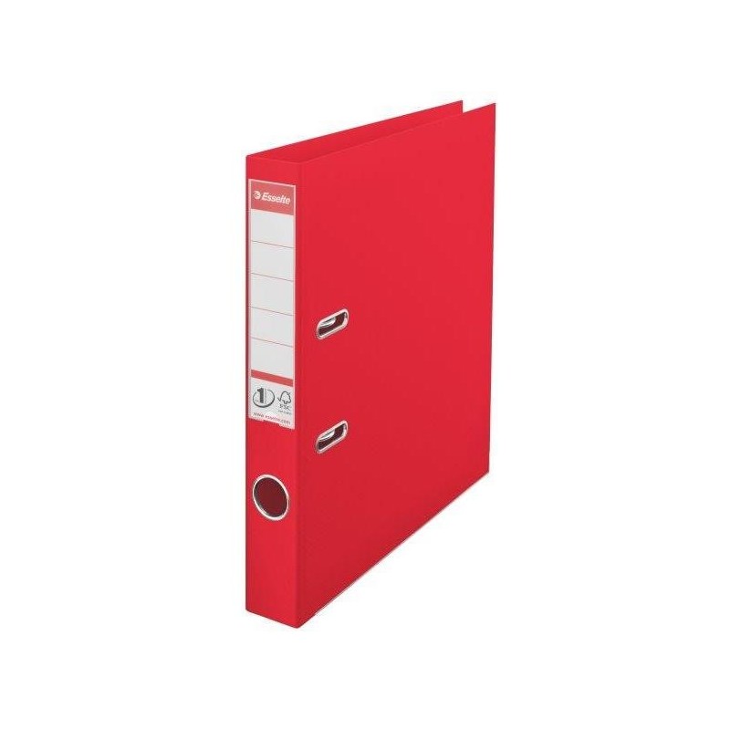 Biblioraft ESSELTE No. 1 Power, A4, plastifiat PP/PP, margine metalica, 50 mm - Vivida rosu