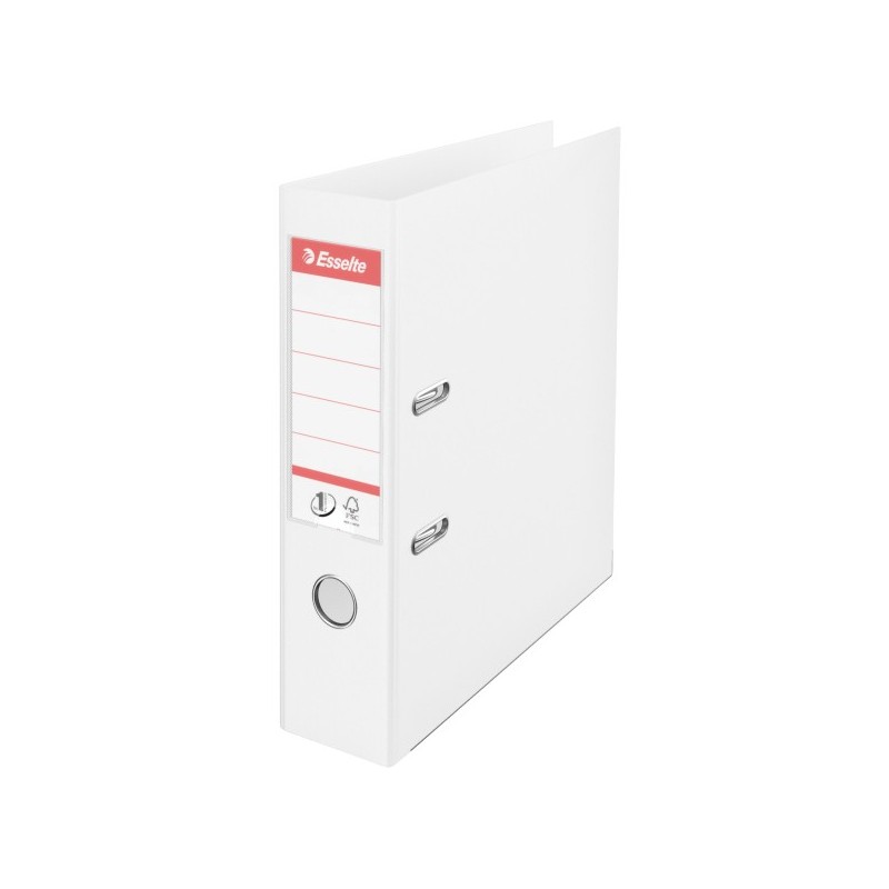 Biblioraft ESSELTE No. 1 Power, A4, plastifiat PP/PP, margine metalica, 75 mm - Vivida alb