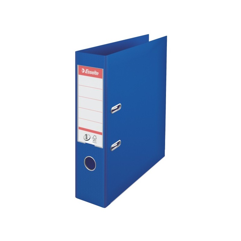 Biblioraft ESSELTE No. 1 Power, A4, plastifiat PP/PP, margine metalica, 75 mm - albastru