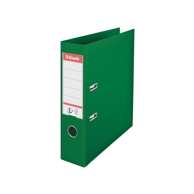 Biblioraft ESSELTE No. 1 Power, A4, plastifiat PP/PP, margine metalica, 75 mm - verde