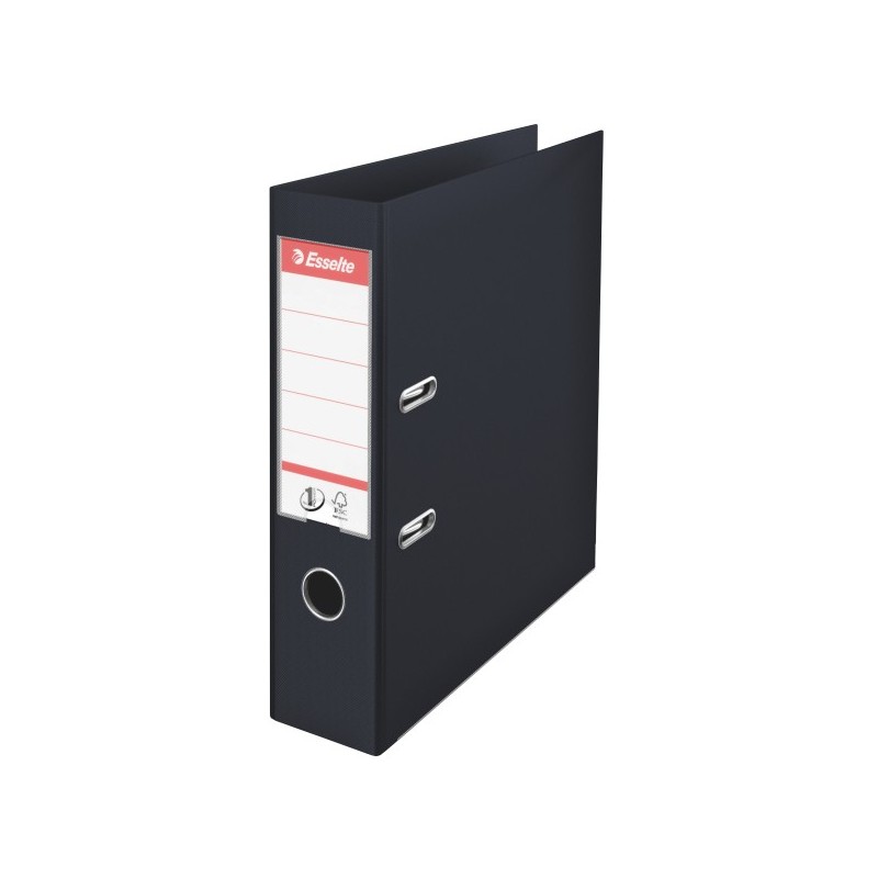 Biblioraft ESSELTE No. 1 Power, A4, plastifiat PP/PP, margine metalica, 75 mm - Vivida negru