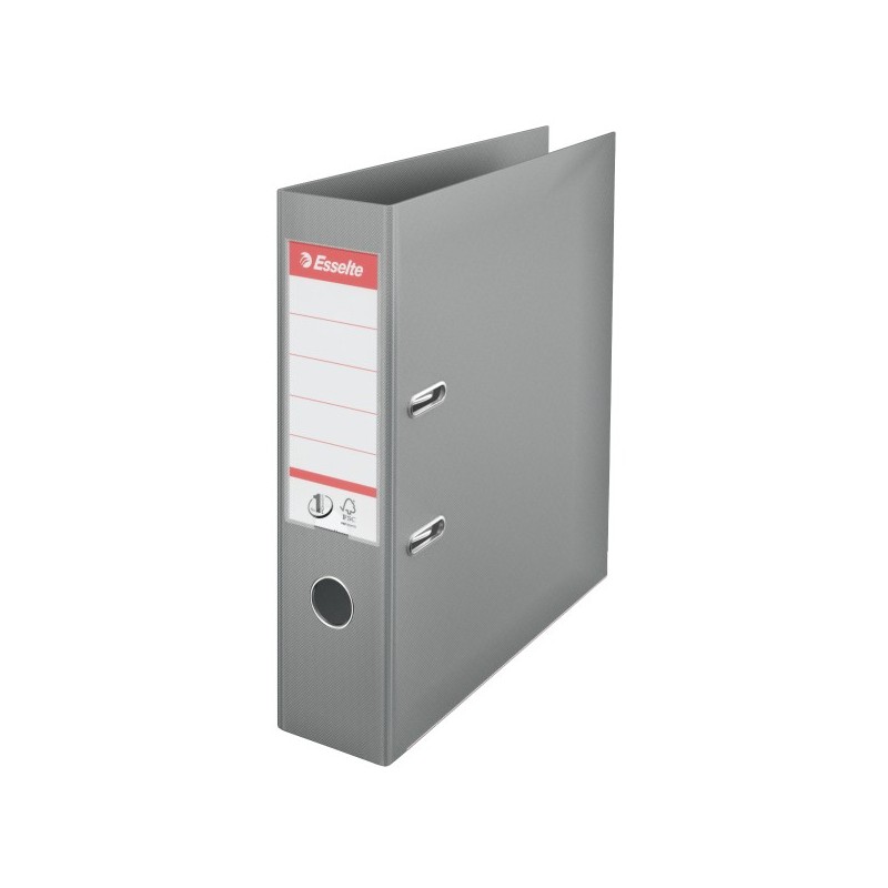 Biblioraft ESSELTE No. 1 Power, A4, plastifiat PP/PP, margine metalica, 75 mm - gri