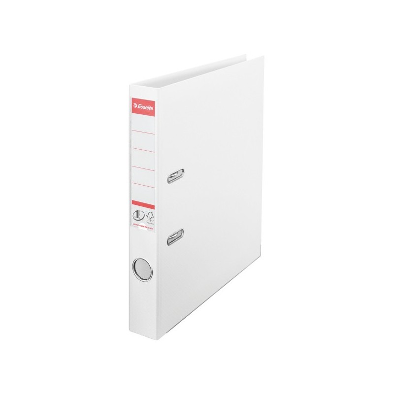 Biblioraft ESSELTE No. 1 Power, A4, plastifiat PP/PP, margine metalica, 50 mm - Vivida alb