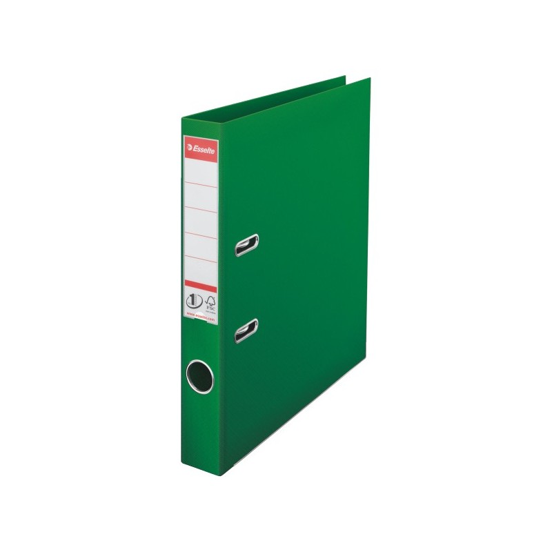 Biblioraft ESSELTE No. 1 Power, A4, plastifiat PP/PP, margine metalica, 50 mm - verde