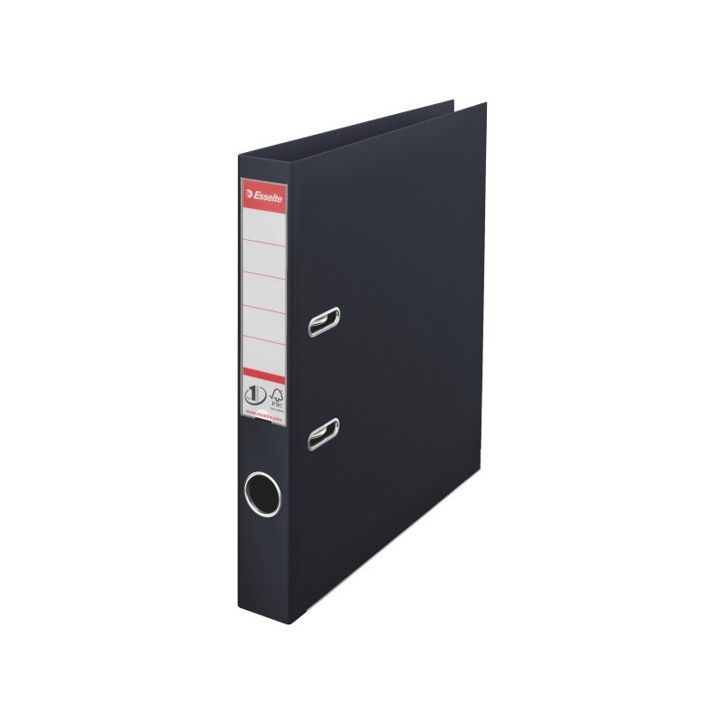 Biblioraft ESSELTE No. 1 Power, A4, plastifiat PP/PP, margine metalica, 50 mm - Vivida negru