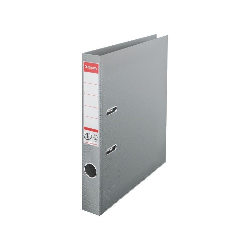 Biblioraft ESSELTE No. 1 Power, A4, plastifiat PP/PP, margine metalica, 50 mm - gri
