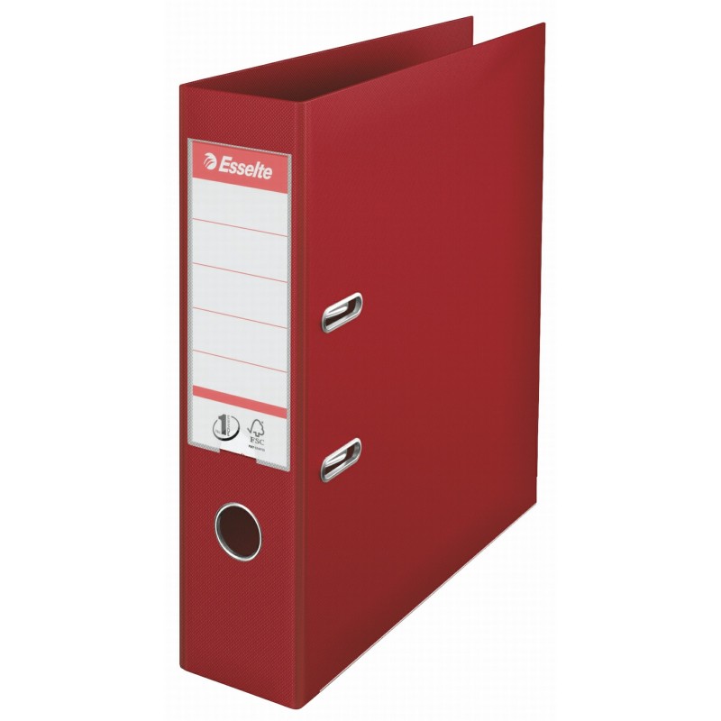 Biblioraft ESSELTE No. 1 Power, A4, plastifiat PP/PP, margine metalica, 75 mm - visiniu