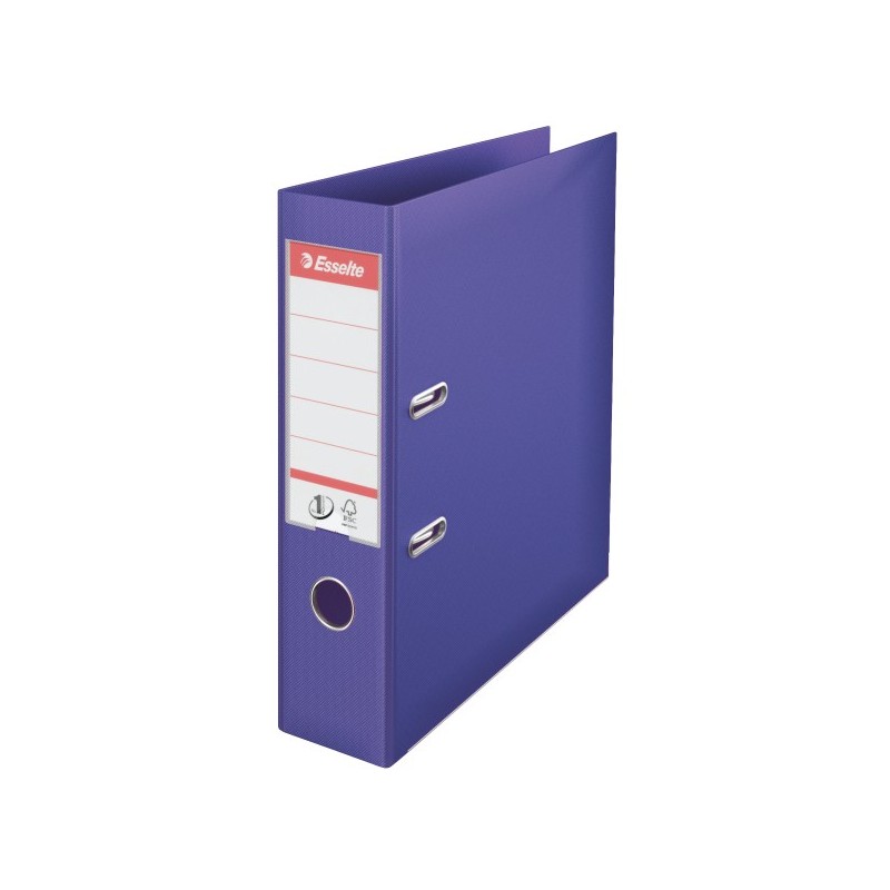 Biblioraft ESSELTE No. 1 Power, A4, plastifiat PP/PP, margine metalica, 75 mm - mov