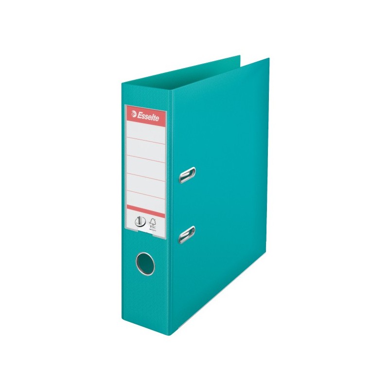 Biblioraft ESSELTE No. 1 Power, A4, plastifiat PP/PP, margine metalica, 75 mm - turcoaz