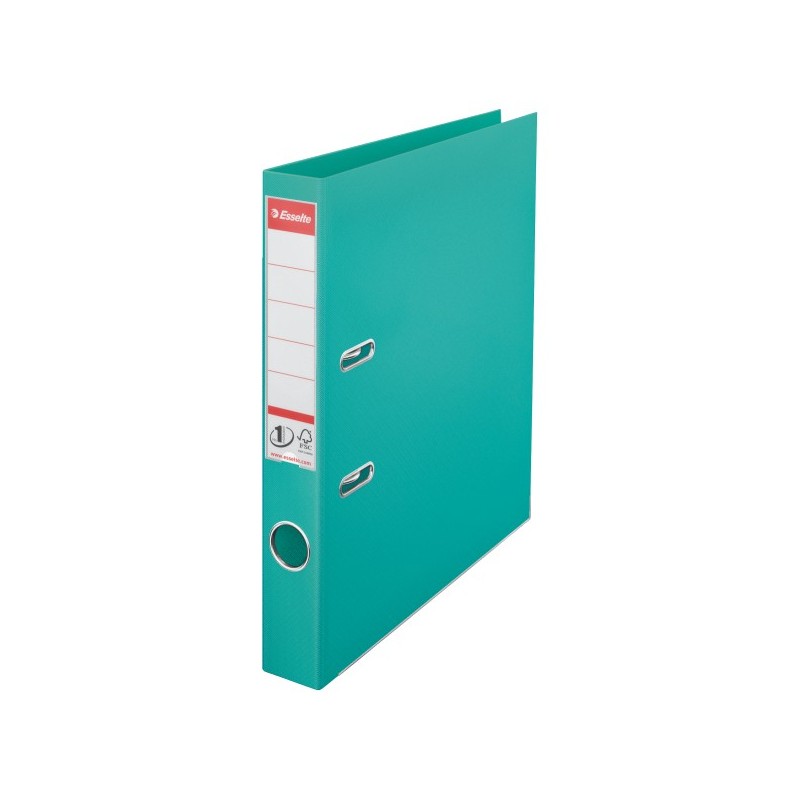 Biblioraft ESSELTE No. 1 Power, A4, plastifiat PP/PP, margine metalica, 50 mm - turcoaz