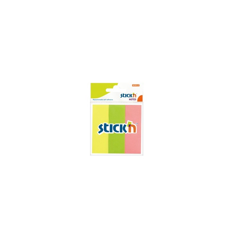 Stick notes index 76 x 25 mm, 3 x 50 file/set, Stick"n - 3 culori neon
