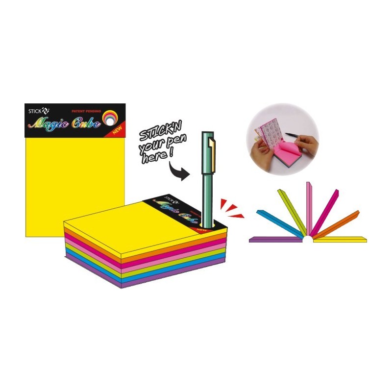 Magic cube color 101 x 76 mm, 280 file, Stick"n - 7 culori neon
