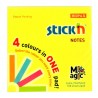 Magic notes autoadeziv 76 x 76 mm, 100 file, Stick"n Magic Notes - 4 culori neon