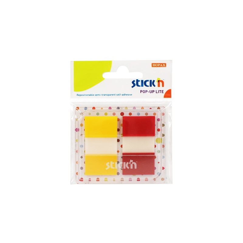 Film index autoadeziv 45 x 25mm, 2 x 20 file, dispenser, Stick"n Pop-up Lite -2 culori trans/neon