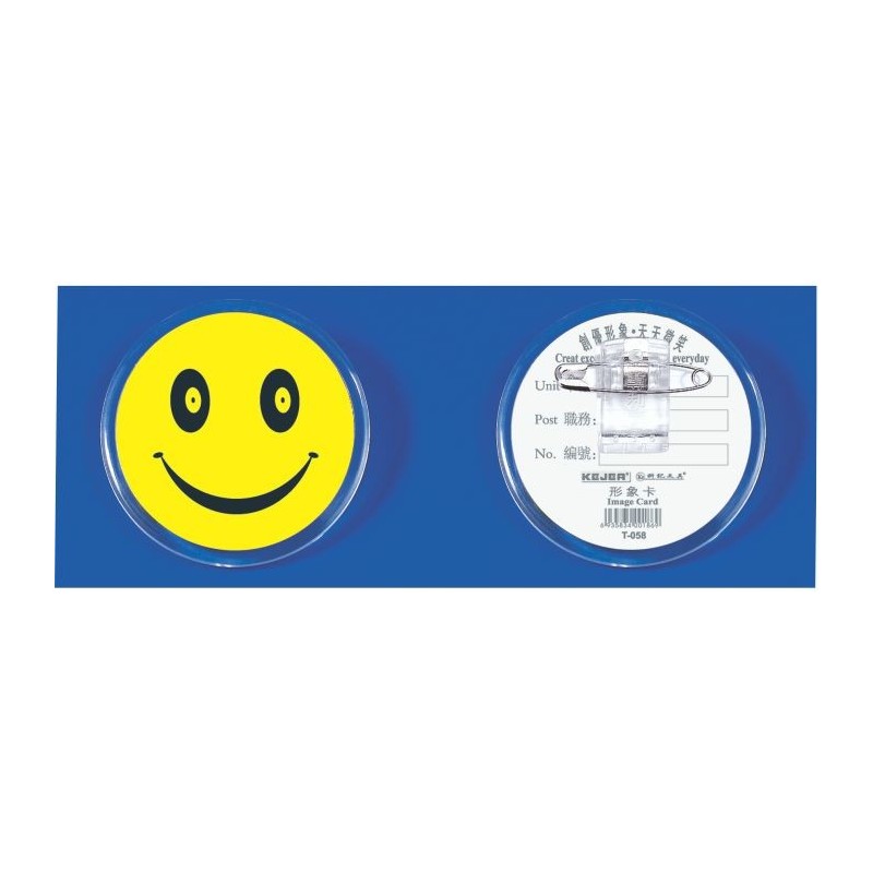 Ecuson plastic KEJEA - Smile, forma rotunda , cu ac si clips, D55mm