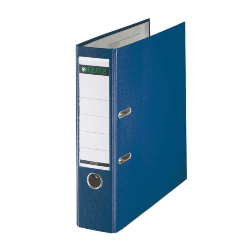 Biblioraft LEITZ 180, A4, plastifiat PP, margine metalica 80 mm - albastru