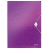 Mapa LEITZ Wow cu elastic, plastic PP - mov metalizat