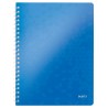 Caiet de birou LEITZ Wow, PP, A4, cu spira, matematica - albastru metalizat