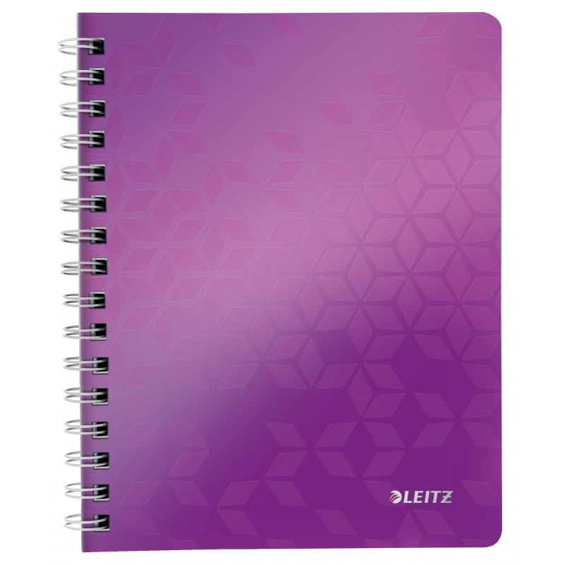 Caiet de birou LEITZ Wow, PP, A5, cu spira, matematica - mov metalizat
