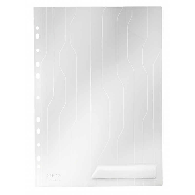 Mapa LEITZ Combi File, cu eticheta, PP, A4, 200 mic, 5 buc/set - transparent