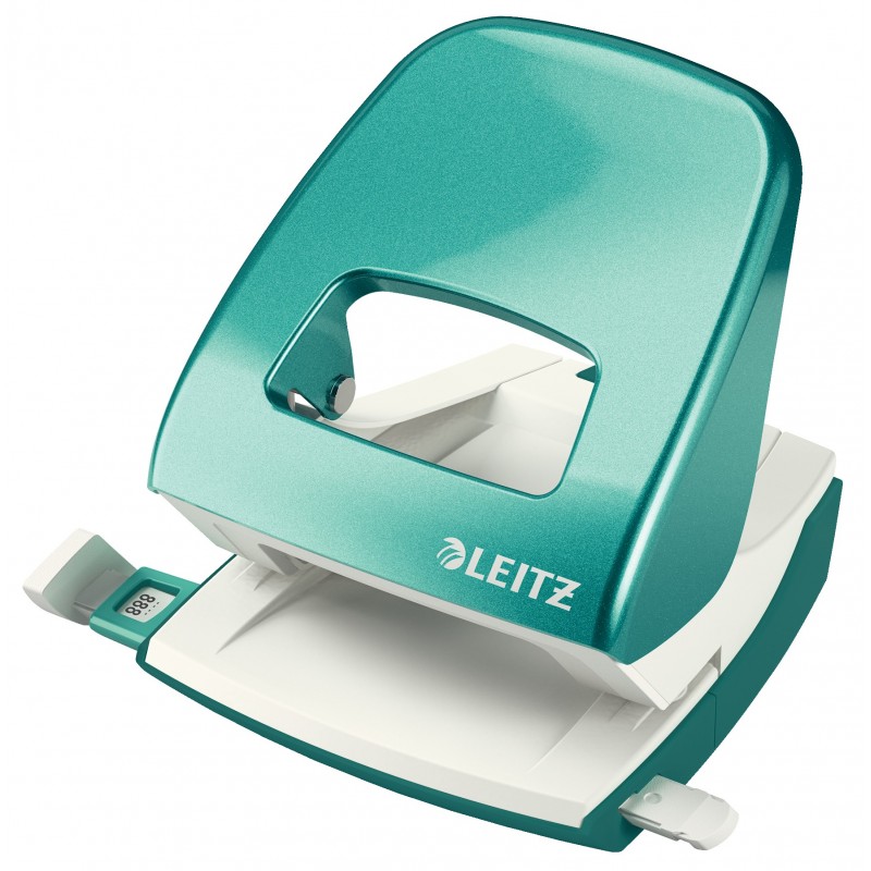 Perforator metalic LEITZ WOW 5008 NeXXt Series, cutie, 30 coli - turcoaz metalizat