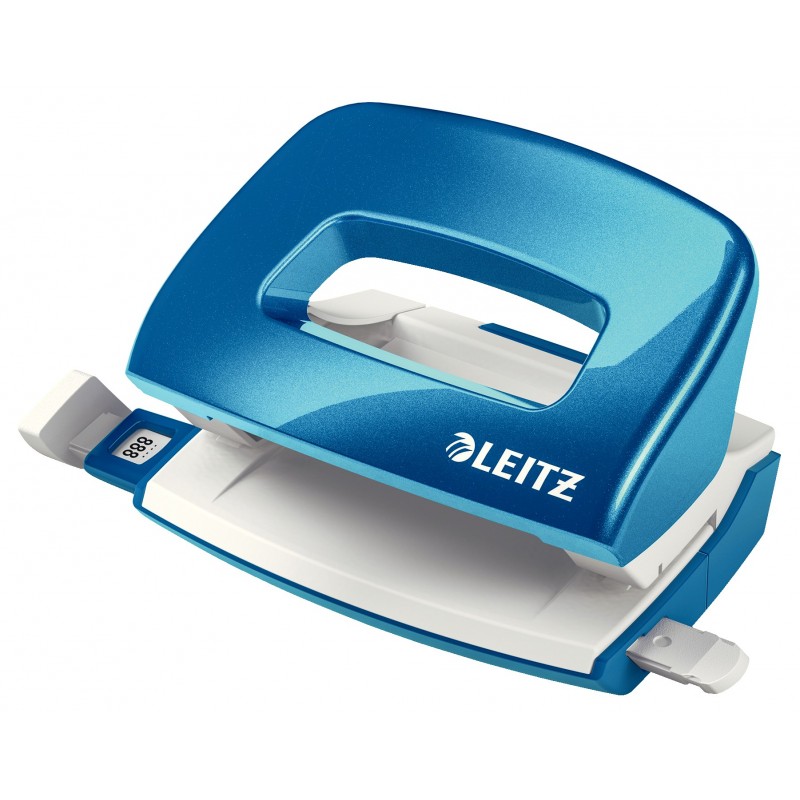 Perforator metalic LEITZ 5060 WOW Mini NeXXt Series, 10 coli - albastru metalizat