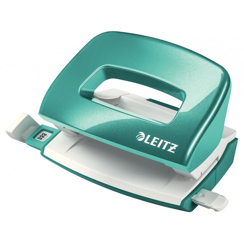 Perforator metalic LEITZ 5060 WOW Mini NeXXt Series, 10 coli - turcoaz metalizat