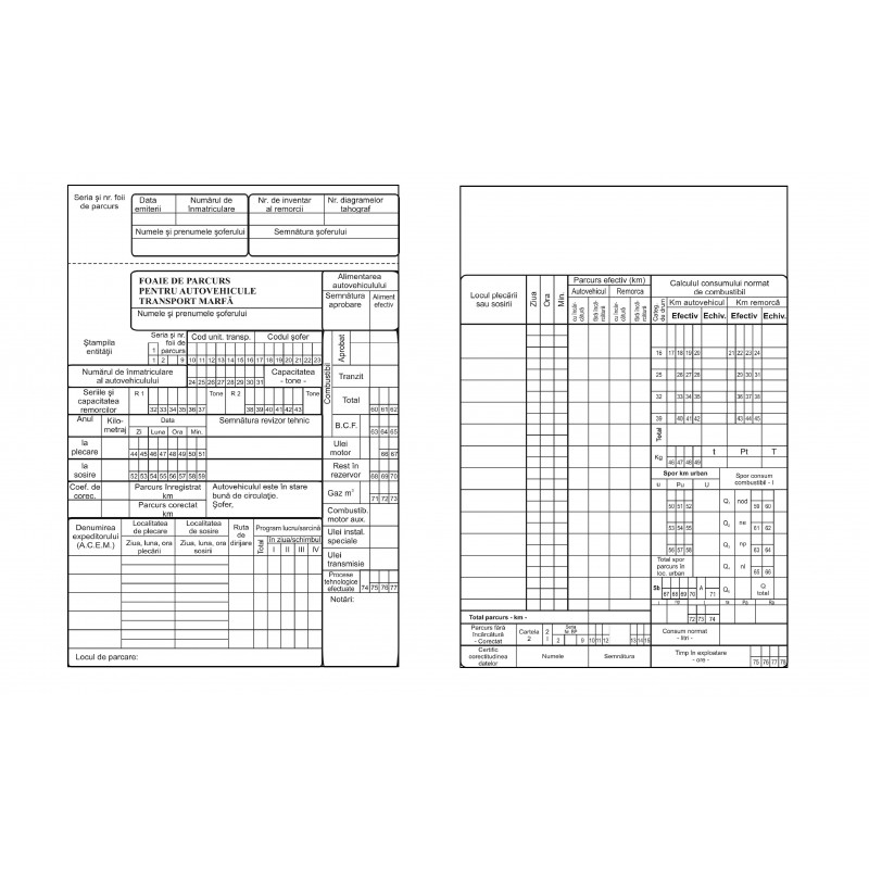Foaie parcurs marfa, format A4, 100 coli/carnet
